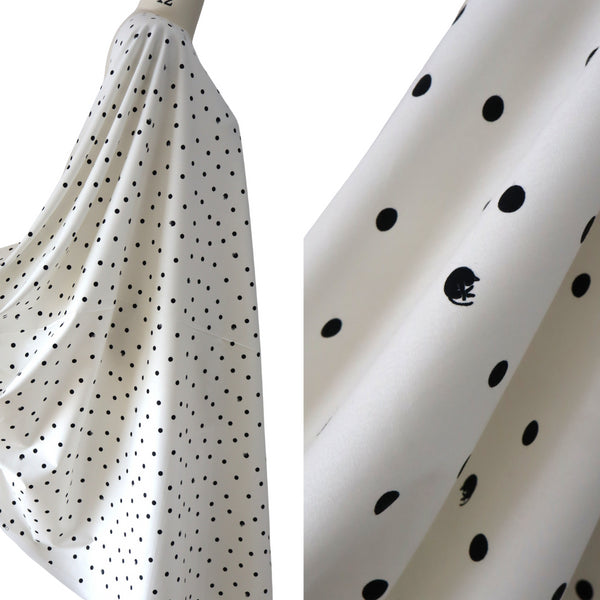 Hokkoh Cotton - 'Neko' Polka Dot - White *Last Piece 3.5m